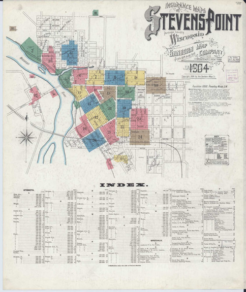 Stevens Point Wisconsin 1904 - Fire Insurance Index - Old Map Reprint