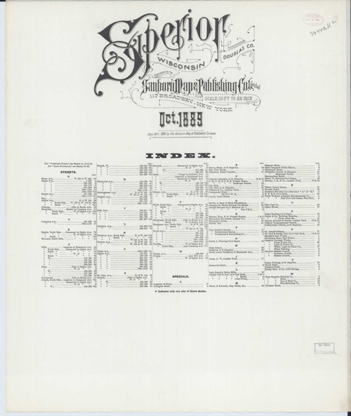 Superior Wisconsin 1887 - Fire Insurance Index - Old Map Reprint
