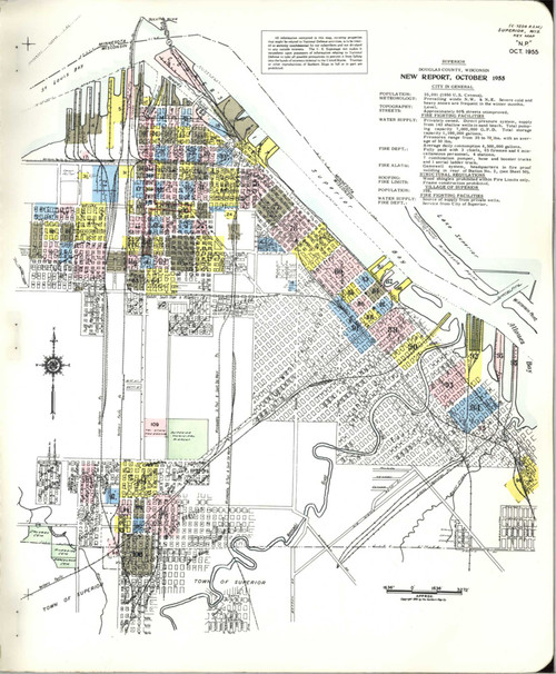 Superior Wisconsin 1955 - Fire Insurance Index - Old Map Reprint