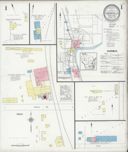 Thiensville Wisconsin 1929 - Fire Insurance Index - Old Map Reprint