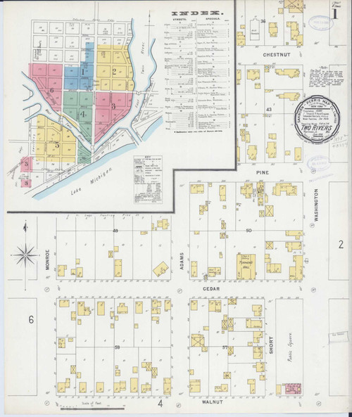 Two Rivers Wisconsin 1898 - Fire Insurance Index - Old Map Reprint