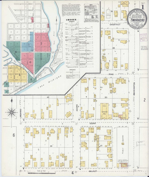 Two Rivers Wisconsin 1904 - Fire Insurance Index - Old Map Reprint