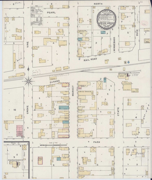 Union Grove Wisconsin 1894 - Fire Insurance Index - Old Map Reprint