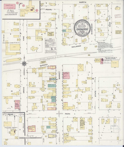 Union Grove Wisconsin 1910 - Fire Insurance Index - Old Map Reprint