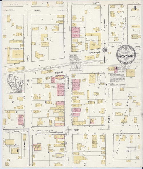 Union Grove Wisconsin 1916 - Fire Insurance Index - Old Map Reprint