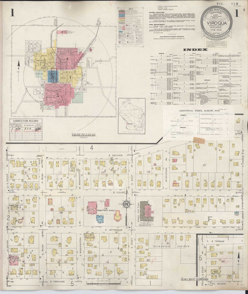 Viroqua Wisconsin 1949 - Fire Insurance Index - Old Map Reprint