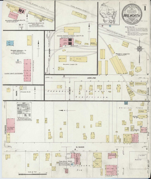 Walworth Wisconsin 1912 - Fire Insurance Index - Old Map Reprint