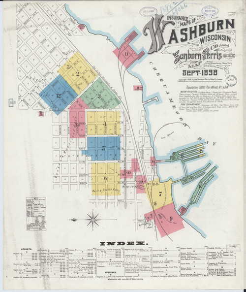 Washburn Wisconsin 1898 - Fire Insurance Index - Old Map Reprint