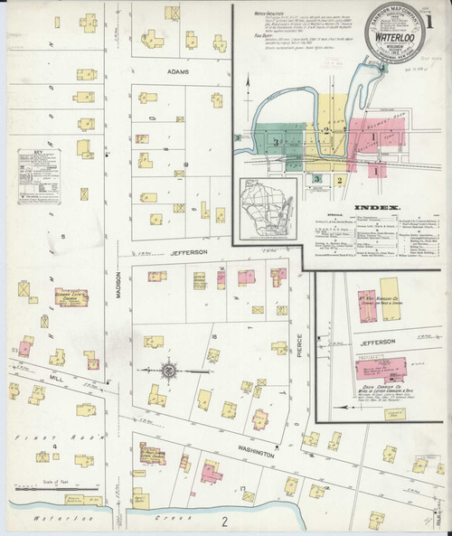 Waterloo Wisconsin 1912 - Fire Insurance Index - Old Map Reprint