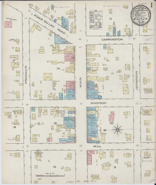 Waupun Wisconsin 1885 - Fire Insurance Index - Old Map Reprint