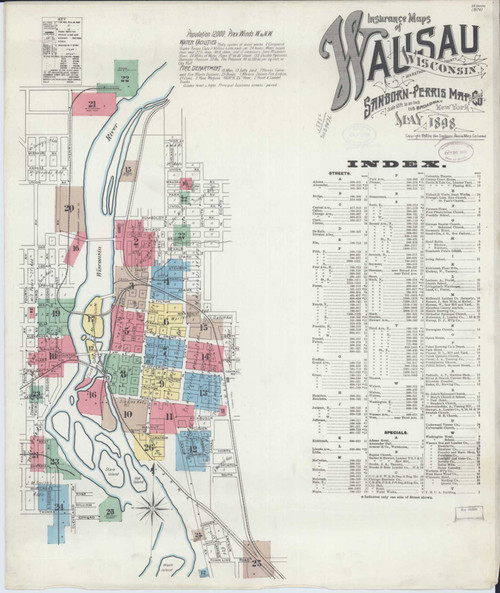 Wausau Wisconsin 1898 - Fire Insurance Index - Old Map Reprint