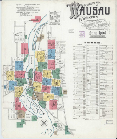 Wausau Wisconsin 1904 - Fire Insurance Index - Old Map Reprint