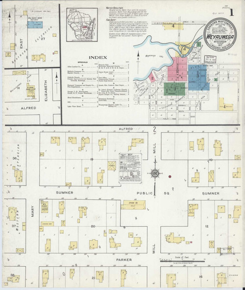 Weyauwega Wisconsin 1917 - Fire Insurance Index - Old Map Reprint