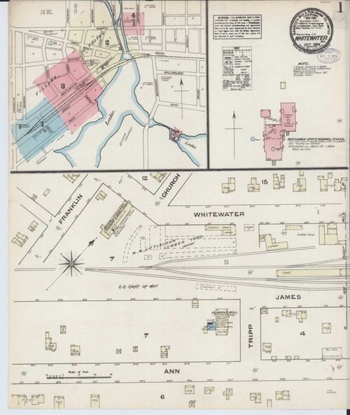 Whitewater Wisconsin 1884 - Fire Insurance Index - Old Map Reprint