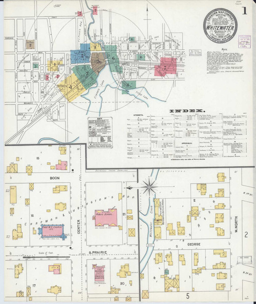 Whitewater Wisconsin 1904 - Fire Insurance Index - Old Map Reprint