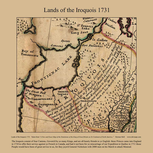 Lands of the Iroquois, 1731 Moll Map of New England Excerpts