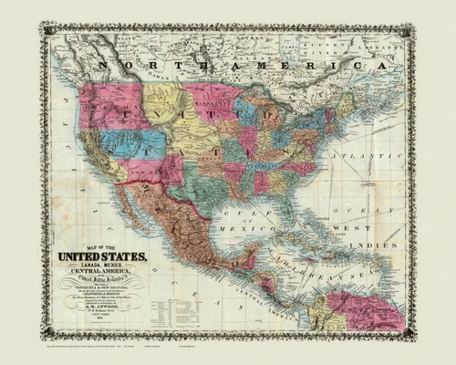 The United States of America 1851 Map - USA Reprint Atwood - USA Maps