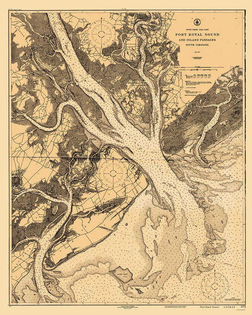 Port Royal Sound 1925 - Old Map Nautical Chart AC Harbors 571 - South Carolina