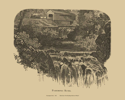 Passumpsic River, Vermont 1839 - Boarding School on Wheels Landscape View Reprint