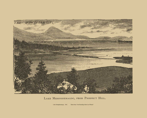 Lake Memphremagog from Prospect Hill, Vermont 1839 - Boarding School on Wheels Landscape View Reprint