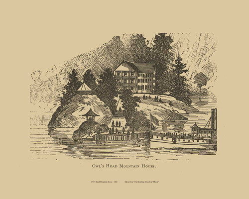 Owl's Head Mountain House, Vermont 1839 - Boarding School on Wheels Landscape View Reprint