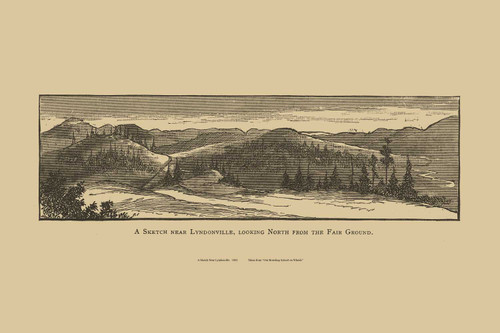 A Sketch near Lyndonville, looking North from the Fair Ground, Vermont 1839 - Boarding School on Wheels Landscape View Reprint