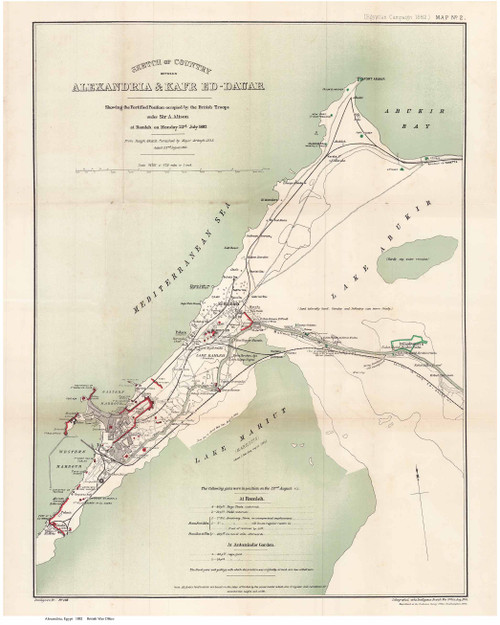 Country Between Alexandria & Kafr Ed-Dauar 1882 - British War Office - Egypt