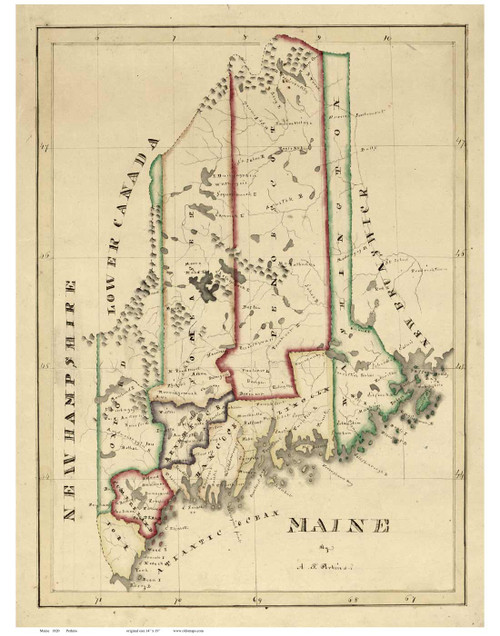 Maine 1820 Perkins - Old State Map Reprint