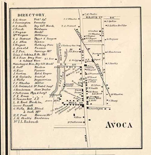 Avoca Village, Avoca, New York 1857 Old Town Map Custom Print - Steuben Co.