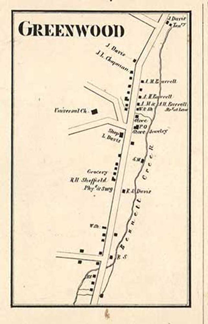 Greenwood Village, Greenwood, New York 1857 Old Town Map Custom Print - Steuben Co.