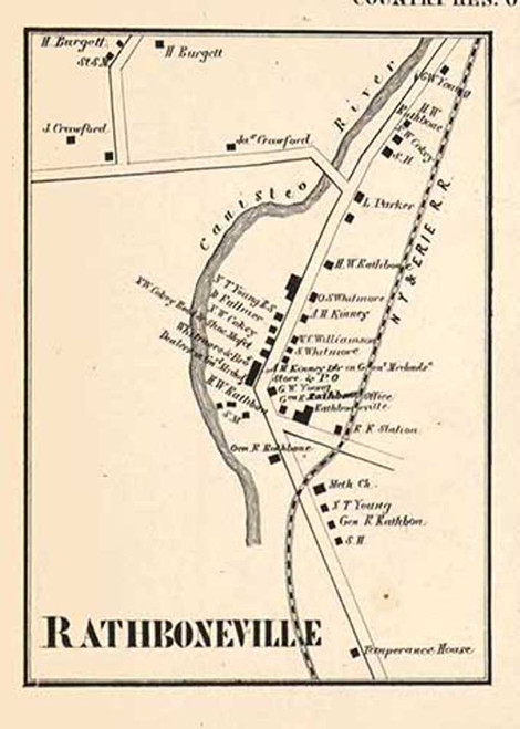 Rathboneville, Rathbone, New York 1857 Old Town Map Custom Print - Steuben Co.