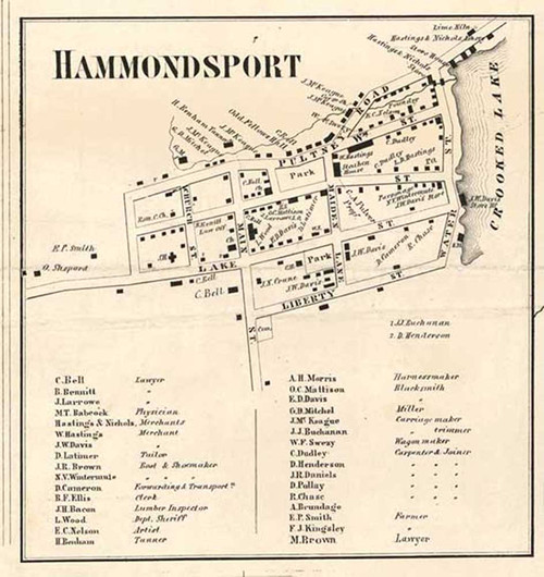 Hammondsport, Urbana, New York 1857 Old Town Map Custom Print - Steuben Co.