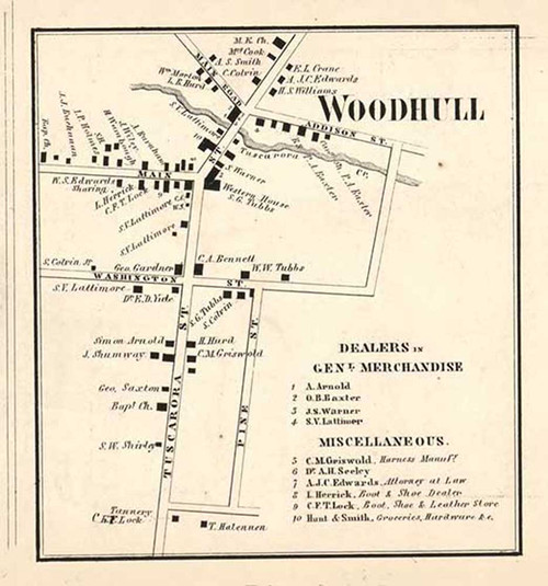 Woodhull Village, Woodhull, New York 1857 Old Town Map Custom Print - Steuben Co.
