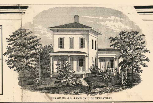 Residence of Dr. J.S. Jamison, Hornellsville, New York 1857 Old Town Map Custom Print - Steuben Co.