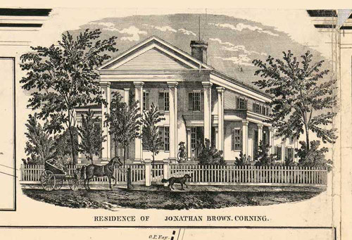 Residence of Jonathan Brown, Corning, New York 1857 Old Town Map Custom Print - Steuben Co.