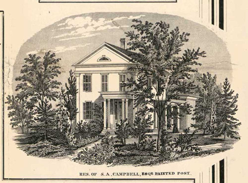 Residence of S.A. Campbell, Esq., Erwin, New York 1857 Old Town Map Custom Print - Steuben Co.