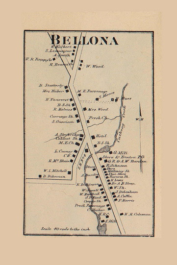 Bellona, New York 1865 Old Town Map Custom Print - Town of Benton, Yates Co.