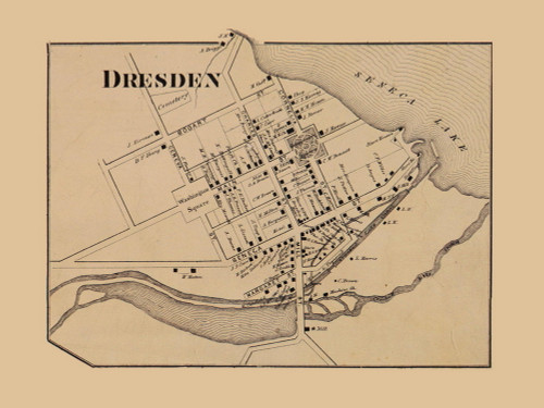 Dresden, New York 1865 Old Town Map Custom Print - Town of Torrey, Yates Co.