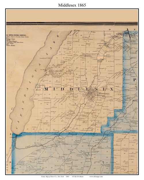 Middlesex, New York 1865 Old Town Map Custom Print - Yates Co.