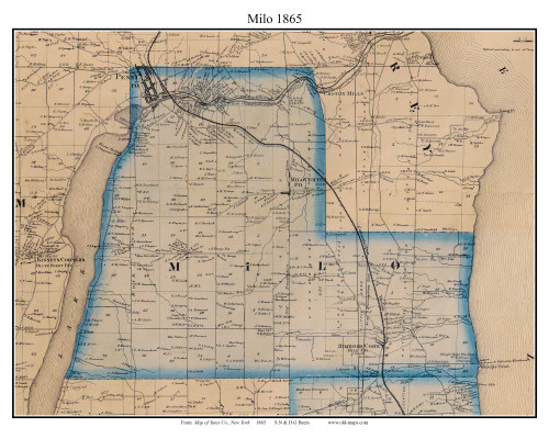 Milo, New York 1865 Old Town Map Custom Print - Yates Co.