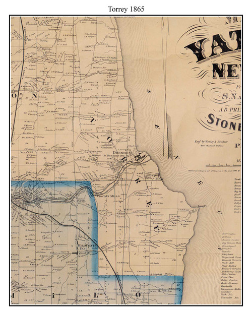 Torrey, New York 1865 Old Town Map Custom Print - Yates Co.