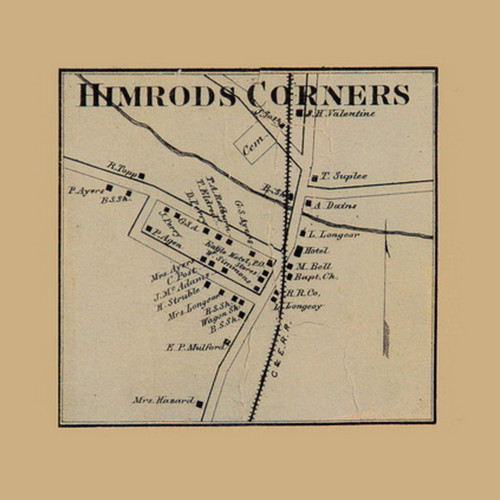 Himrods Corners, New York 1865 Old Town Map Custom Print - Town of Milo, Yates Co.