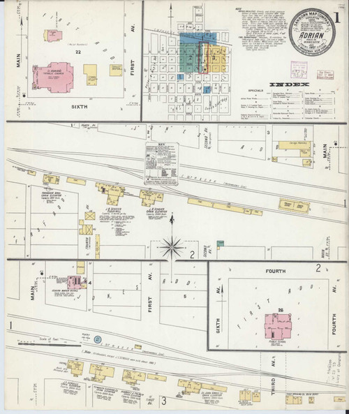 Adrian Minnesota 1907 - Fire Insurance Index - Old Map Reprint