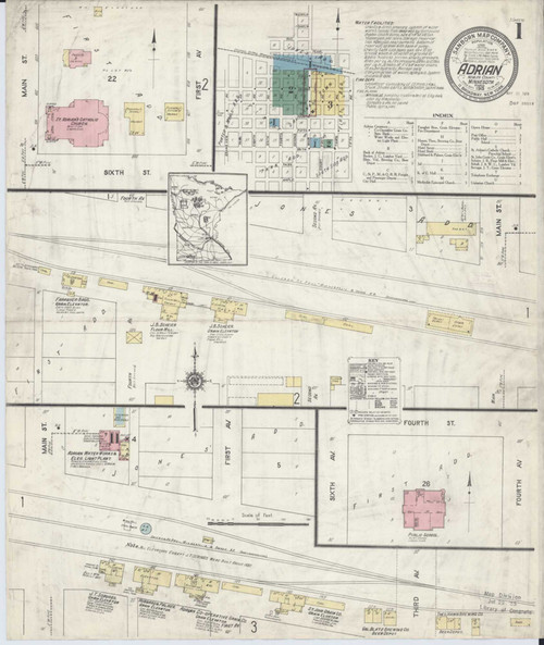 Adrian Minnesota 1913 - Fire Insurance Index - Old Map Reprint