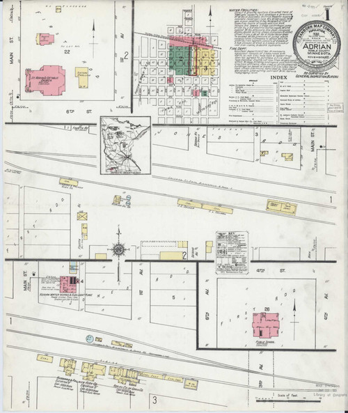 Adrian Minnesota 1922 - Fire Insurance Index - Old Map Reprint