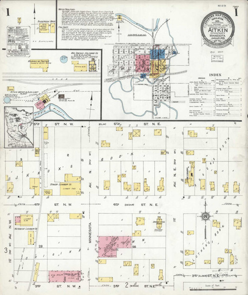 Aitkin Minnesota 1924 - Fire Insurance Index - Old Map Reprint