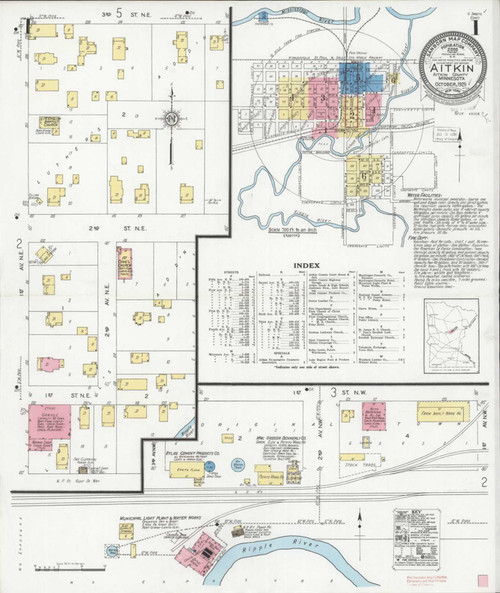 Aitkin Minnesota 1929 - Fire Insurance Index - Old Map Reprint