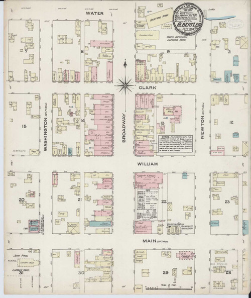 Albert Lea Minnesota 1884 - Fire Insurance Index - Old Map Reprint
