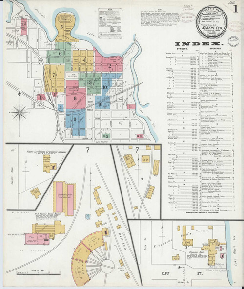 Albert Lea Minnesota 1899 - Fire Insurance Index - Old Map Reprint