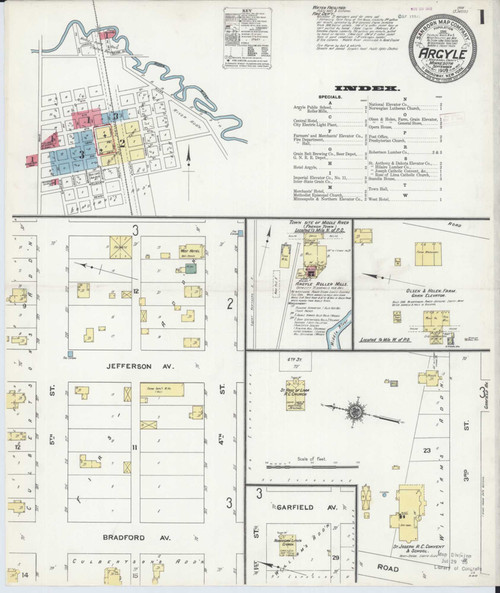 Argyle Minnesota 1909 - Fire Insurance Index - Old Map Reprint